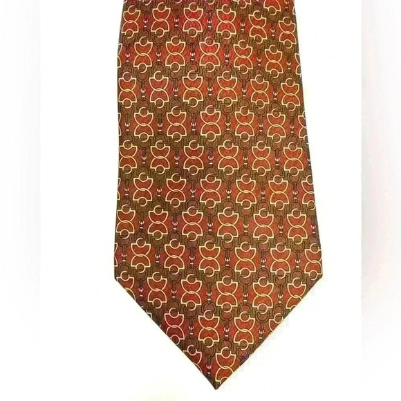 Vintage Burberry Men’s Silk Red Yellow Green Printed Tie.‎ - Picture 5 of 6